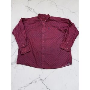 Ariat Mens XL Long Sleeve Button Down Shirt Red Geometric Print Western Cowboy